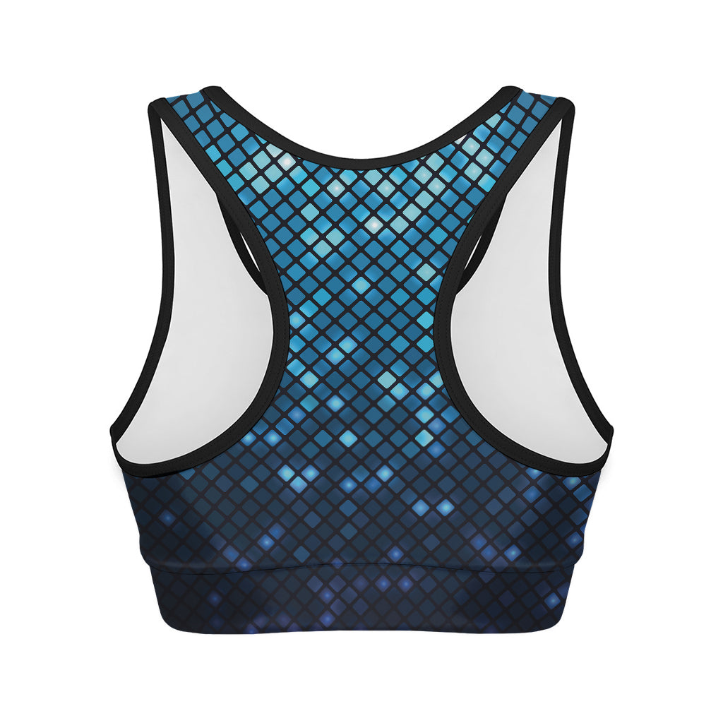 Blue Disco Lights Pattern Print Women's Sports Bra