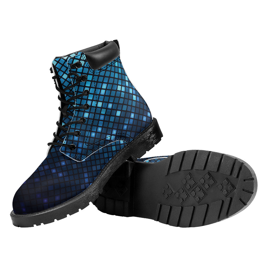 Blue Disco Lights Pattern Print Work Boots