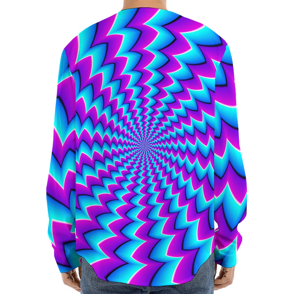 Blue Dizzy Moving Optical Illusion Long Sleeve Baseball Jersey