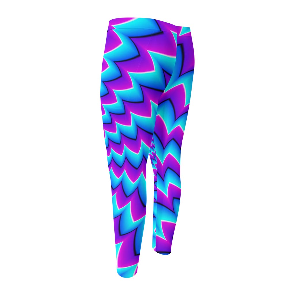 Blue Dizzy Moving Optical Illusion Men's Compression Pants