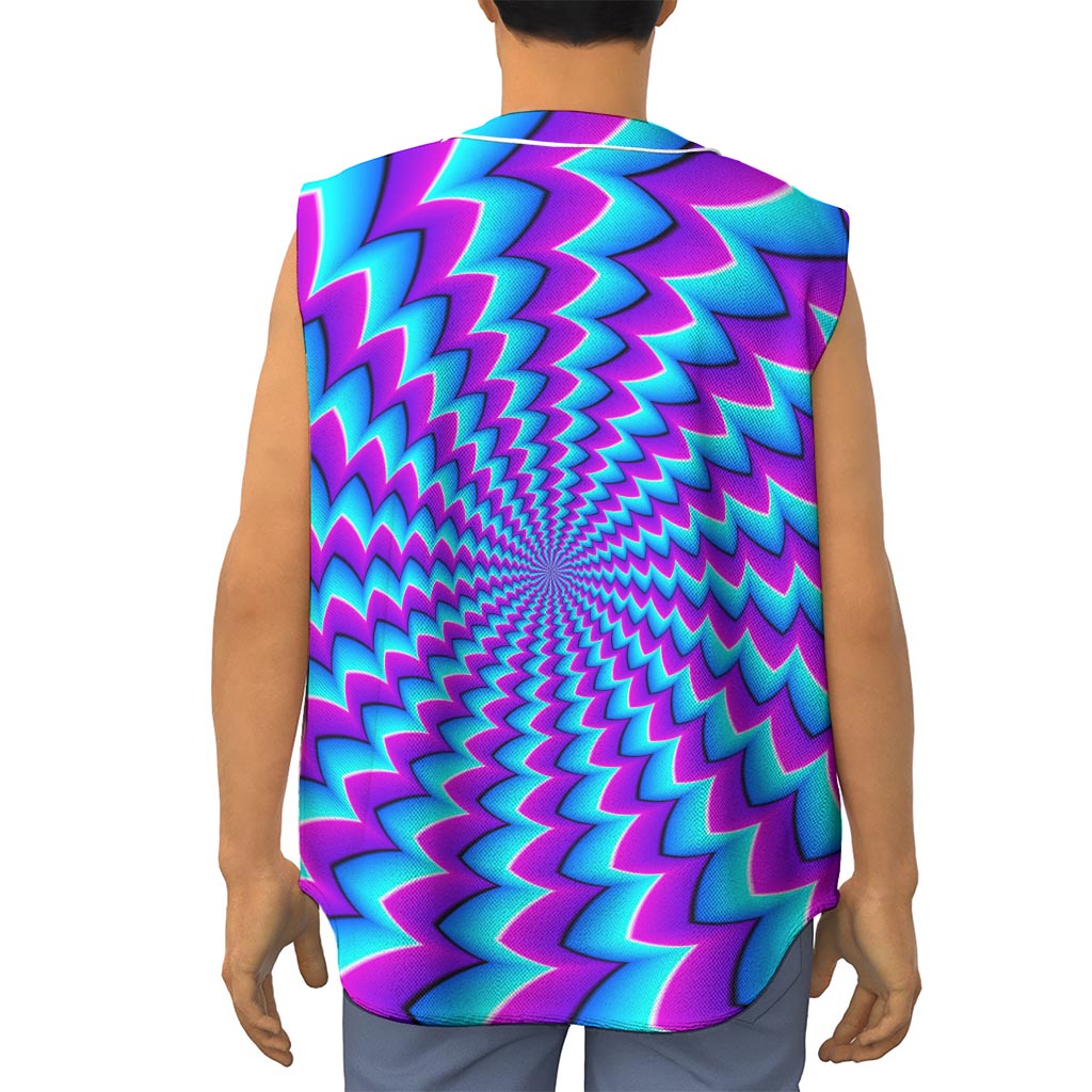 Blue Dizzy Moving Optical Illusion Sleeveless Baseball Jersey