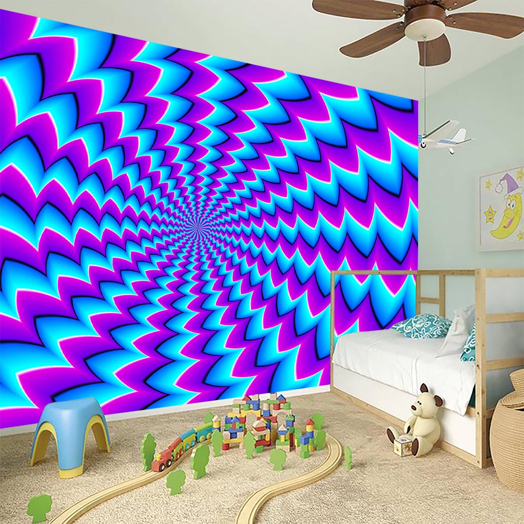 Blue Dizzy Moving Optical Illusion Wall Sticker