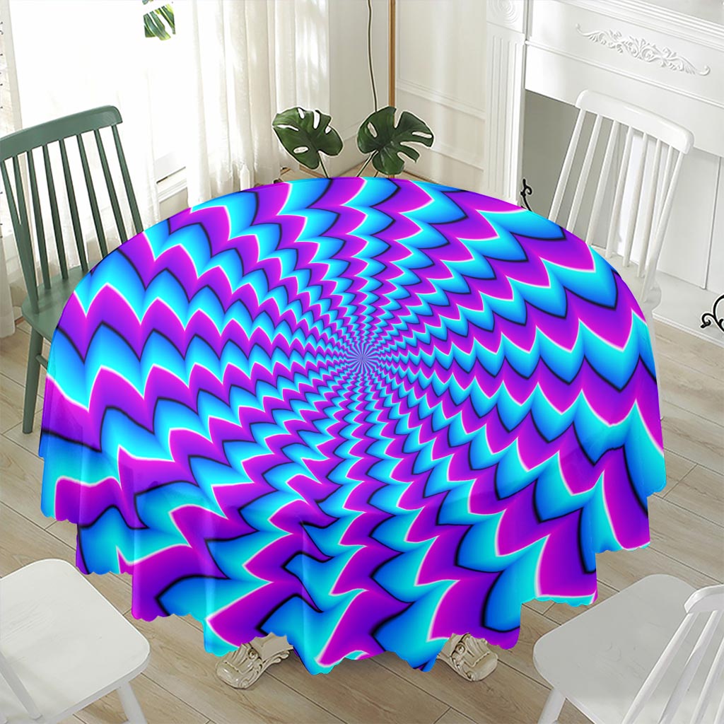 Blue Dizzy Moving Optical Illusion Waterproof Round Tablecloth