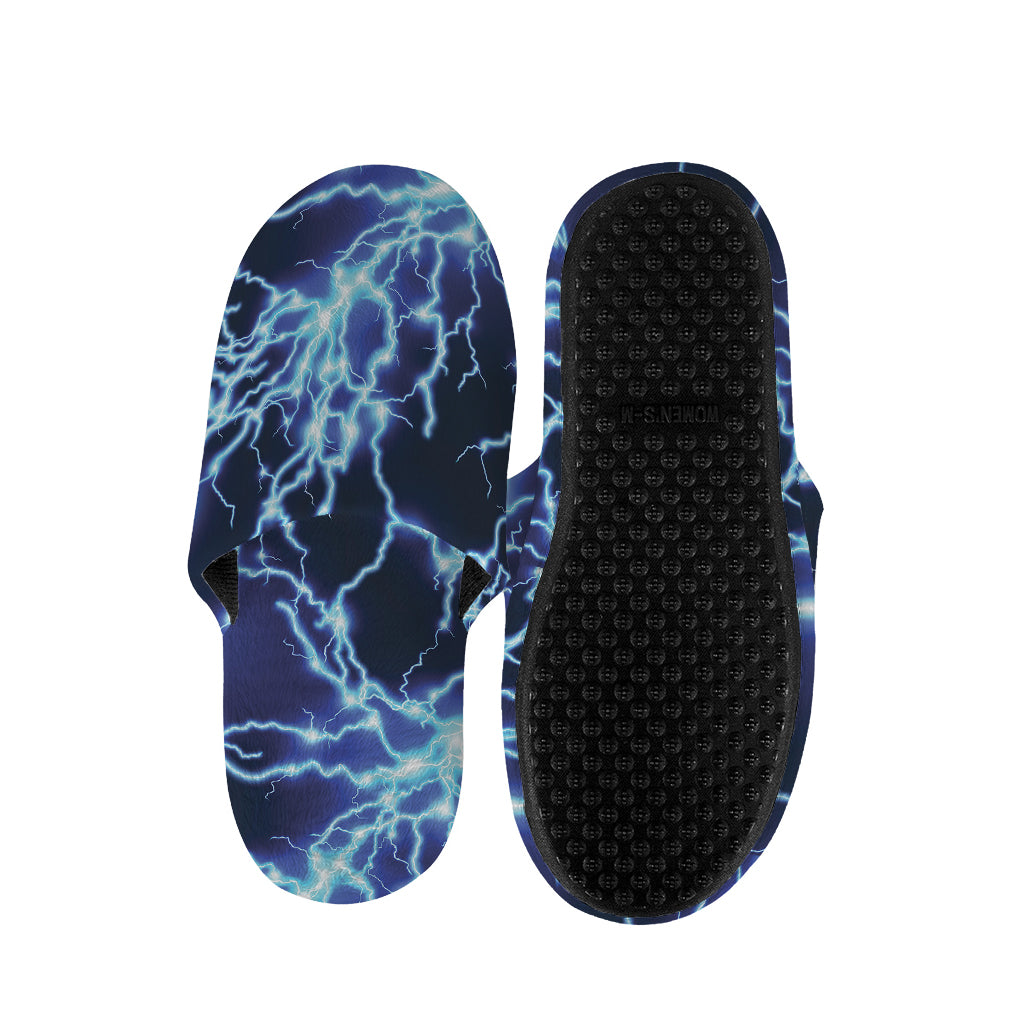 Blue Electric Lightning Print Slippers