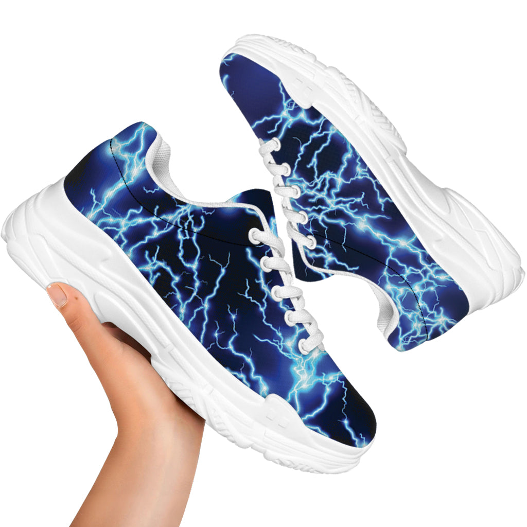 Blue Electric Lightning Print White Chunky Shoes