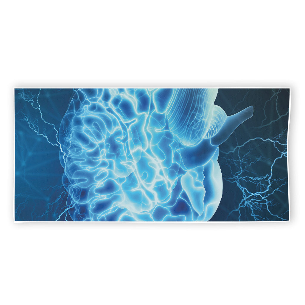 Blue Electrical Brain Activity Print Beach Towel