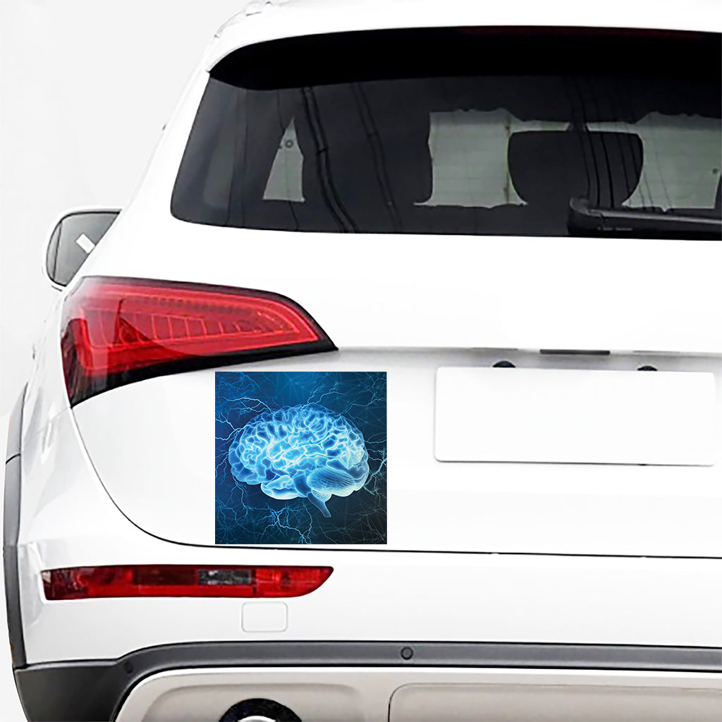 Blue Electrical Brain Activity Print Car Sticker