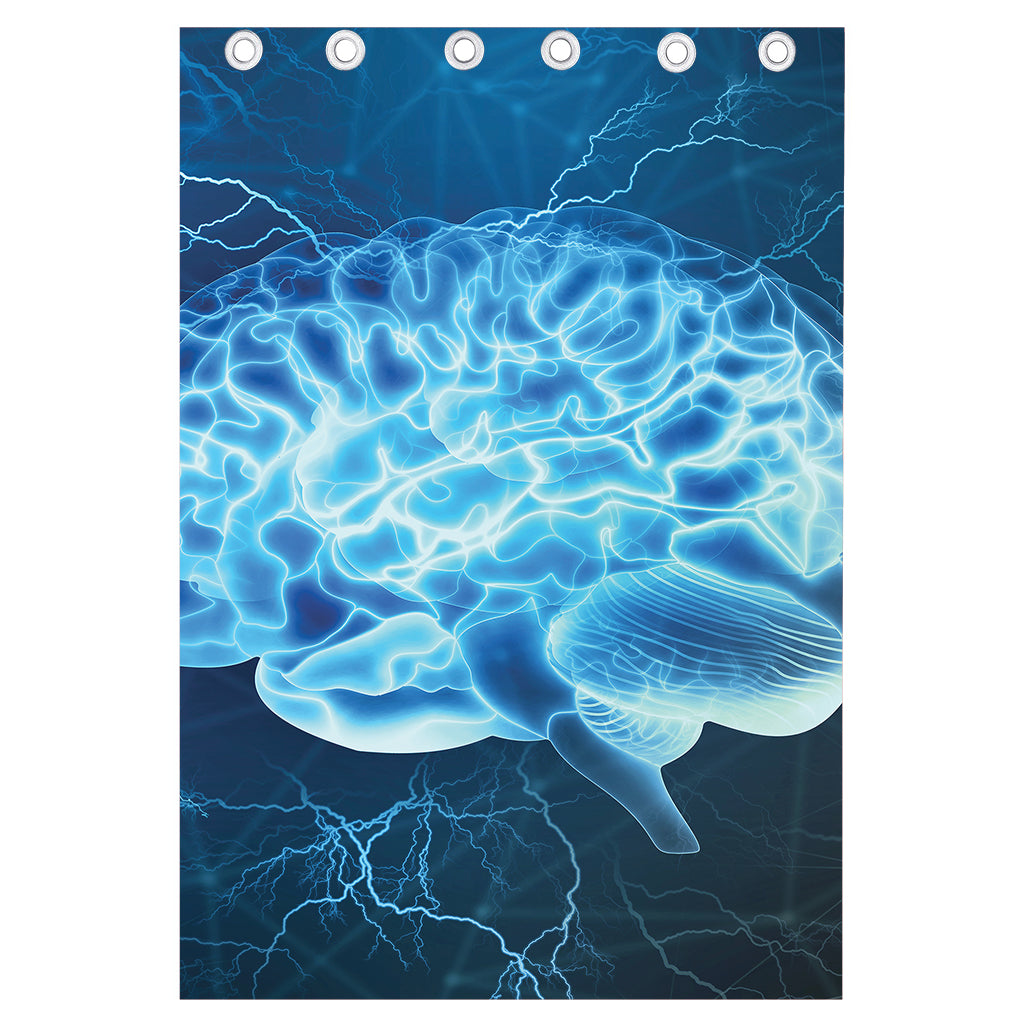 Blue Electrical Brain Activity Print Curtain