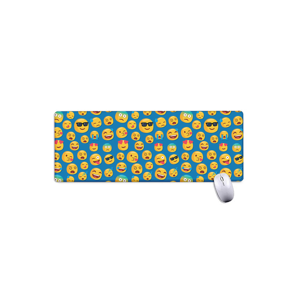 Blue Emoji Pattern Print Extended Mouse Pad
