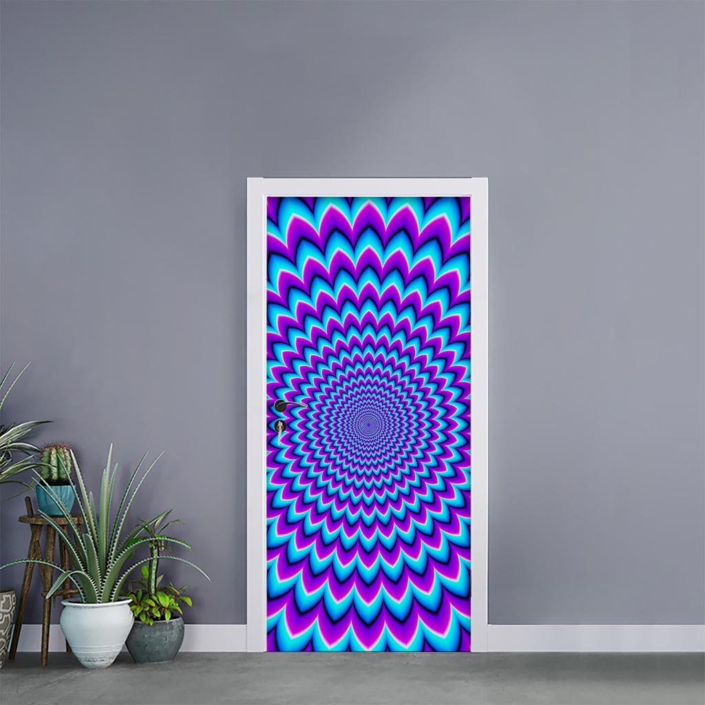 Blue Expansion Moving Optical Illusion Door Sticker