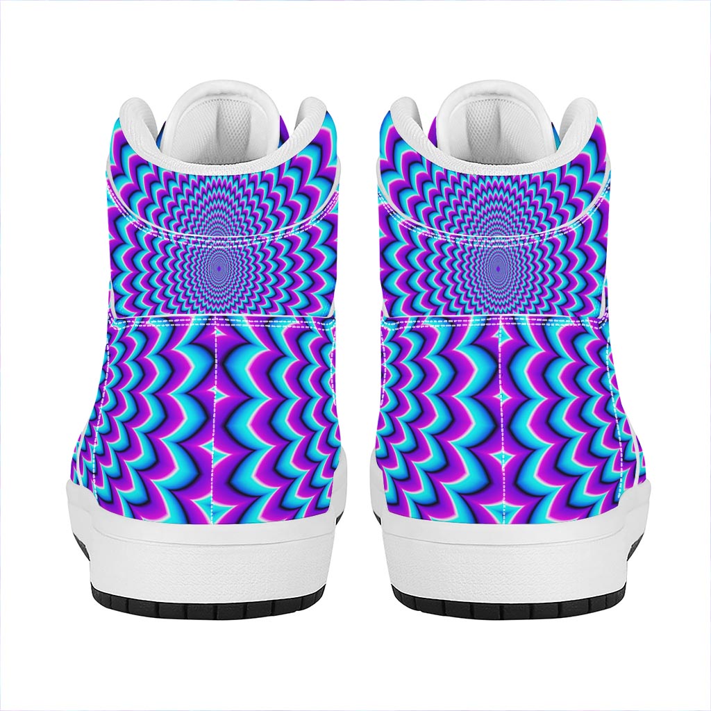 Blue Expansion Moving Optical Illusion High Top Leather Sneakers
