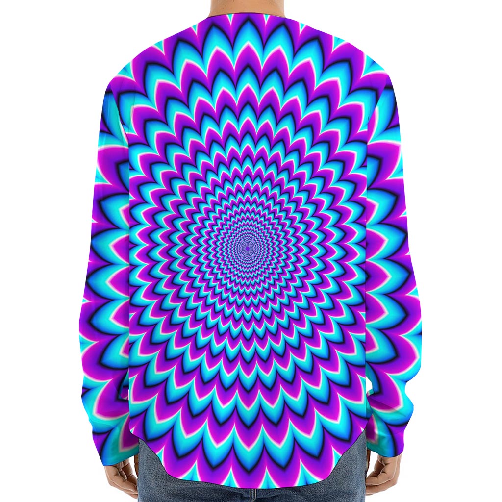 Blue Expansion Moving Optical Illusion Long Sleeve Baseball Jersey