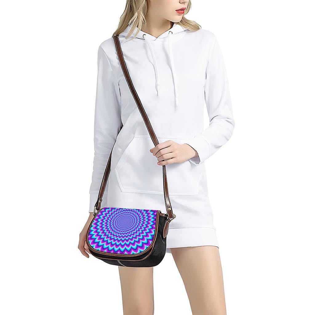 Blue Expansion Moving Optical Illusion Saddle Bag