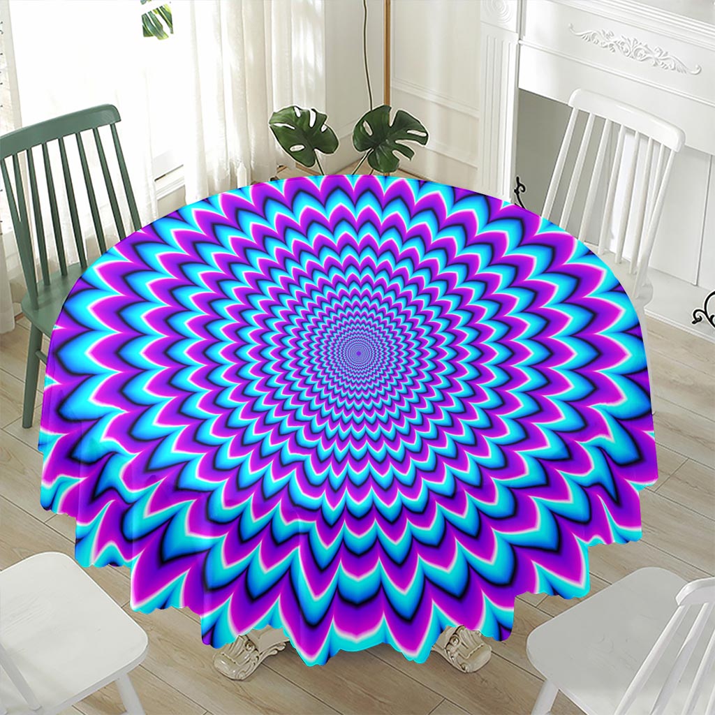 Blue Expansion Moving Optical Illusion Waterproof Round Tablecloth