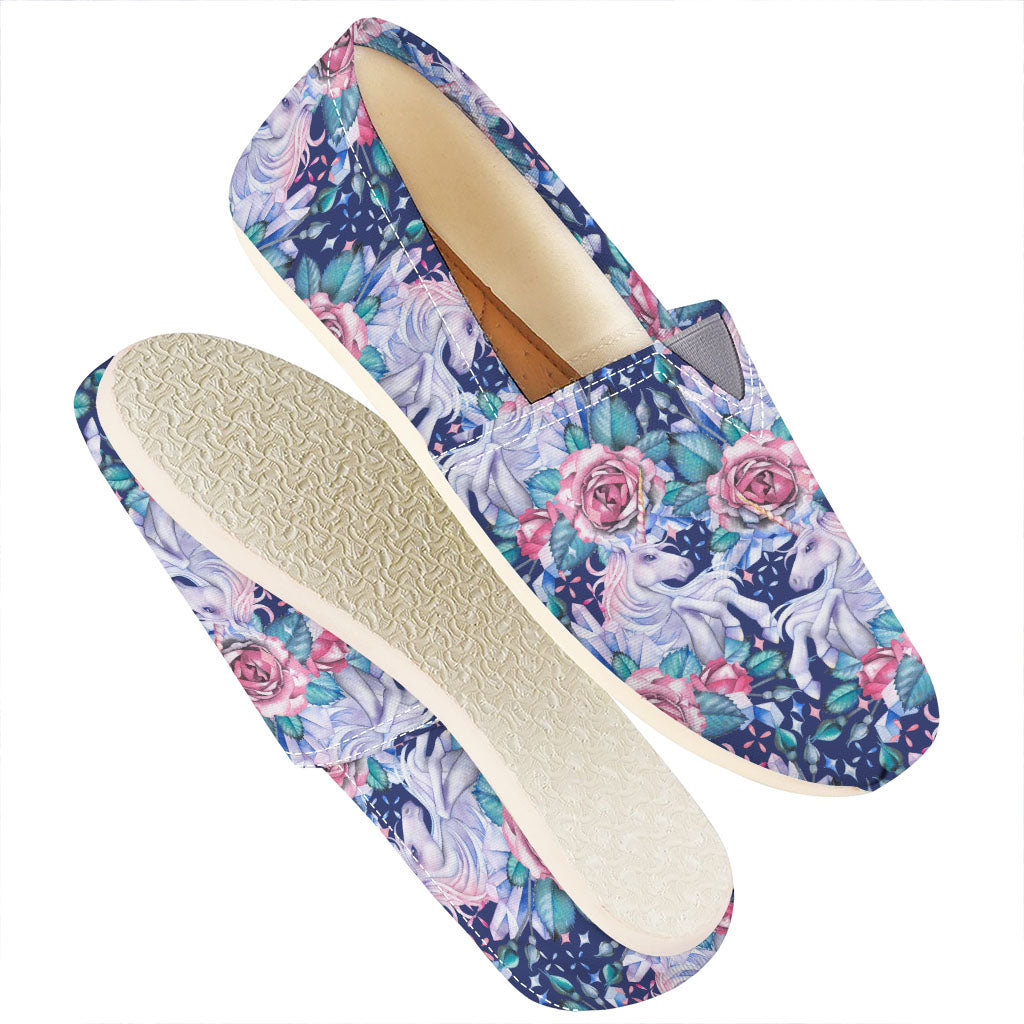 Blue Fairy Rose Unicorn Pattern Print Casual Shoes