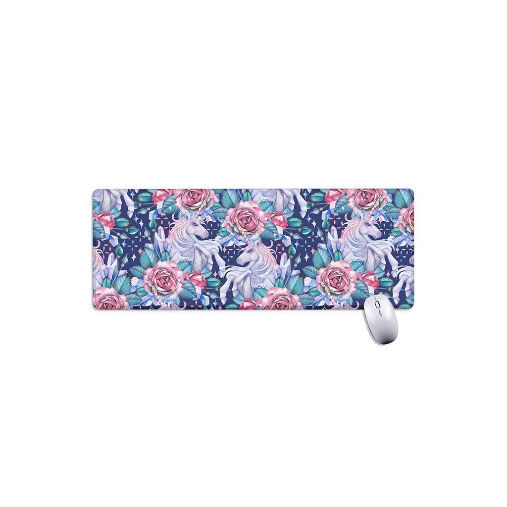 Blue Fairy Rose Unicorn Pattern Print Extended Mouse Pad