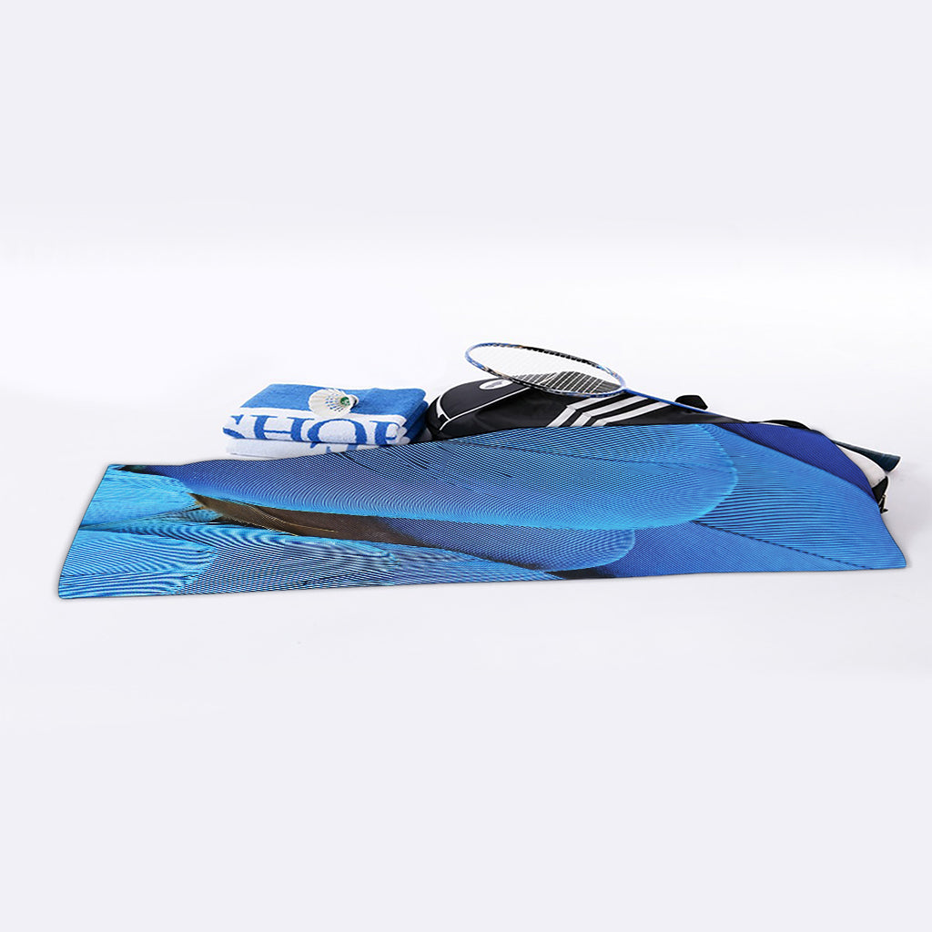 Blue Feather Print Sports Towel