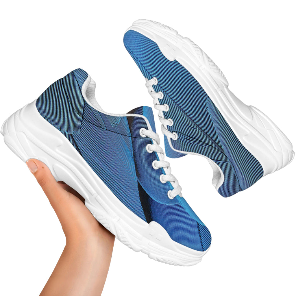 Blue Feather Print White Chunky Shoes