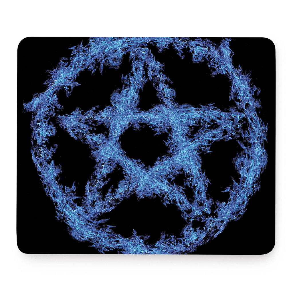 Blue Flame Pentagram Print Mouse Pad