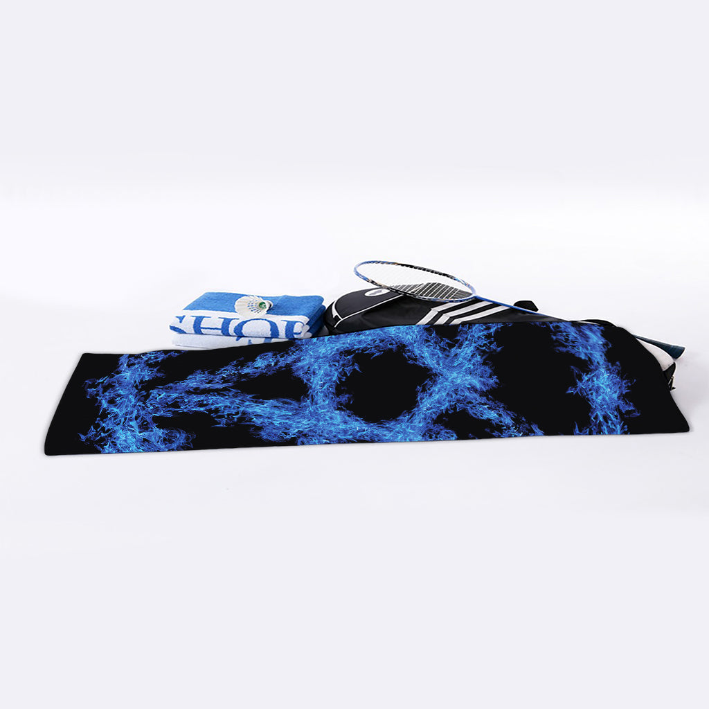Blue Flame Pentagram Print Sports Towel