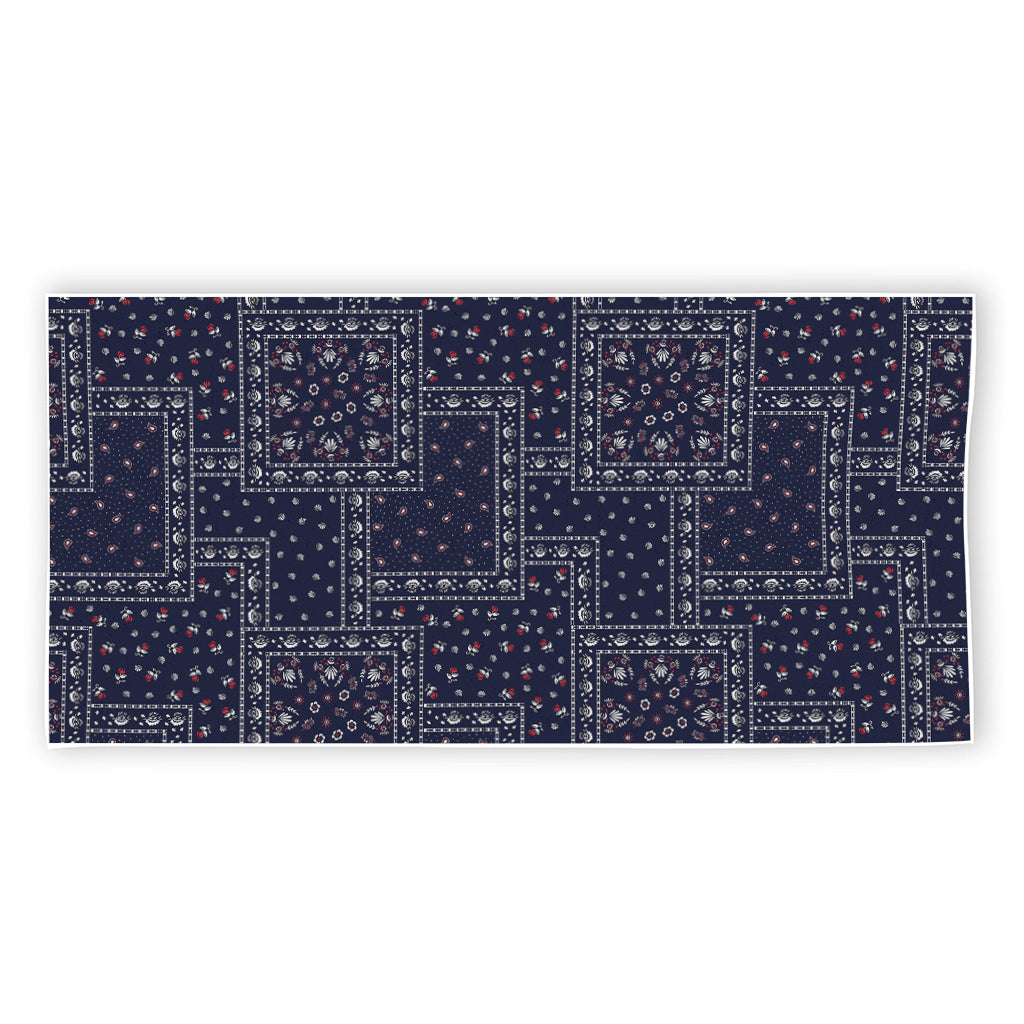Blue Floral Patchwork Pattern Print Beach Towel