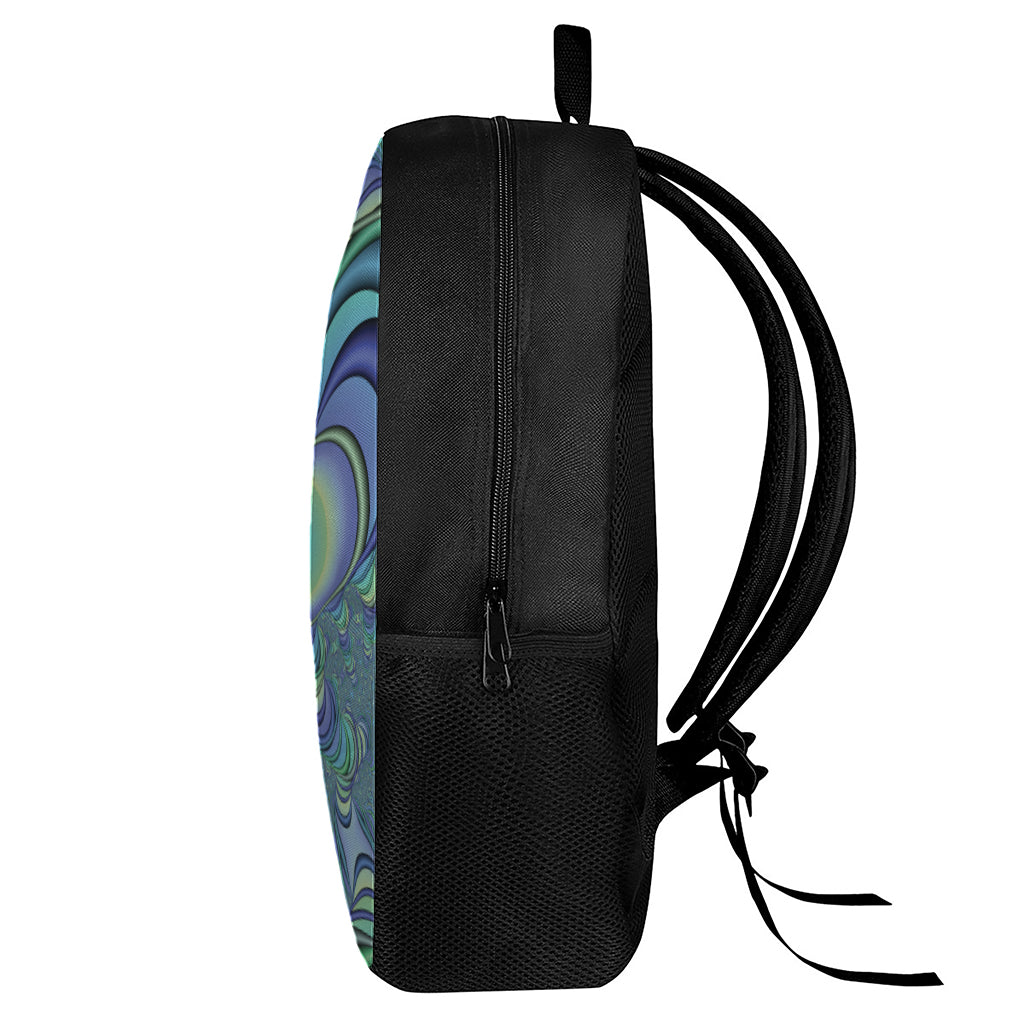 Blue Fractal Print 17 Inch Backpack