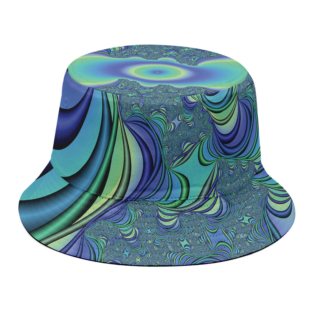 Blue Fractal Print Bucket Hat