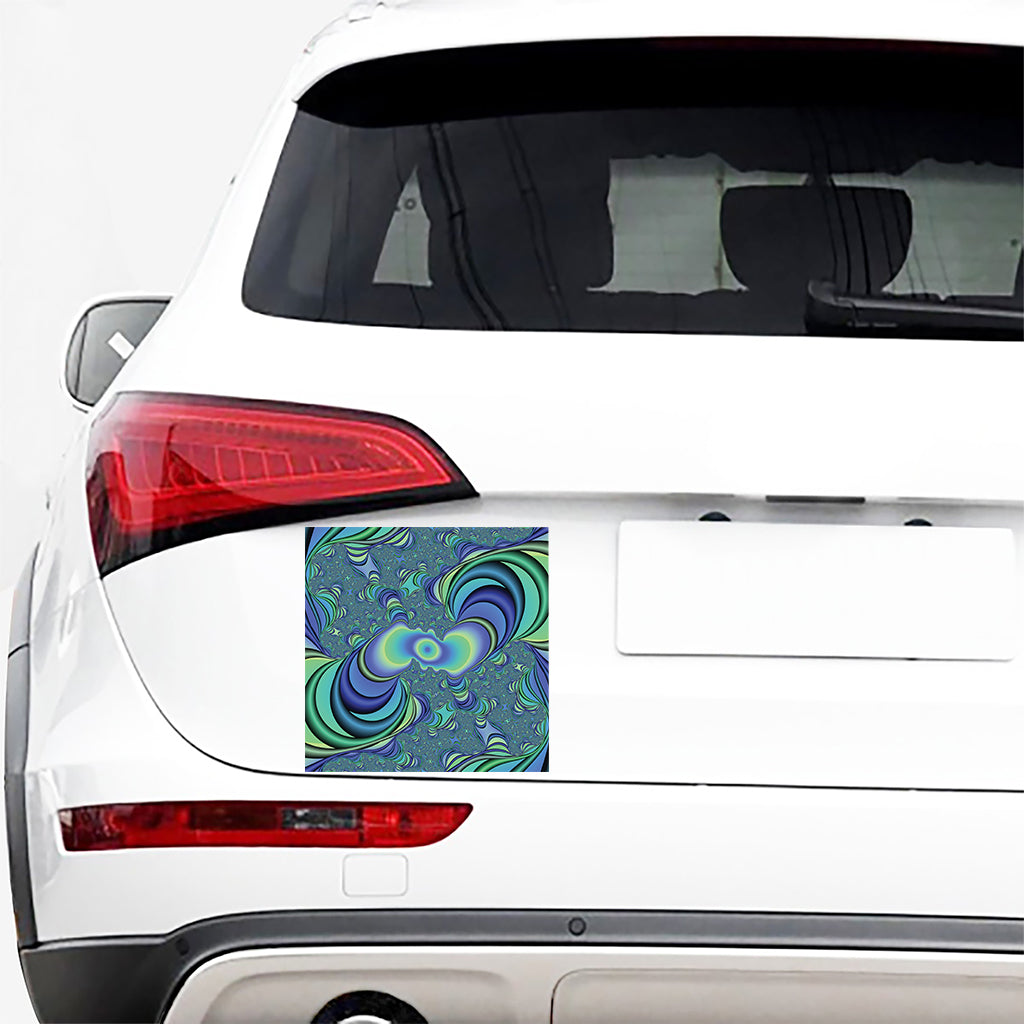 Blue Fractal Print Car Sticker
