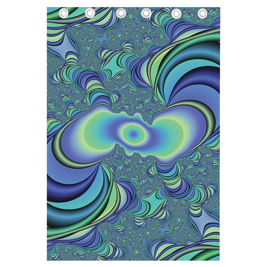 Blue Fractal Print Curtain