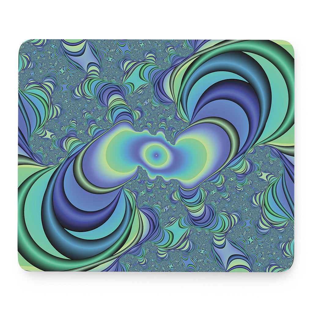 Blue Fractal Print Mouse Pad