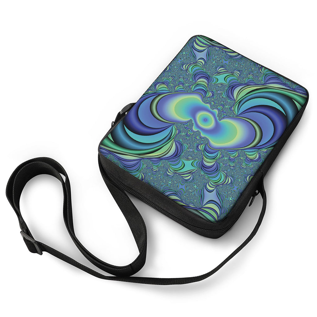 Blue Fractal Print Rectangular Crossbody Bag