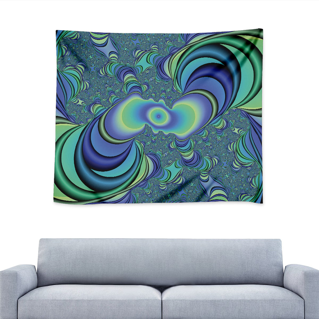 Blue Fractal Print Tapestry