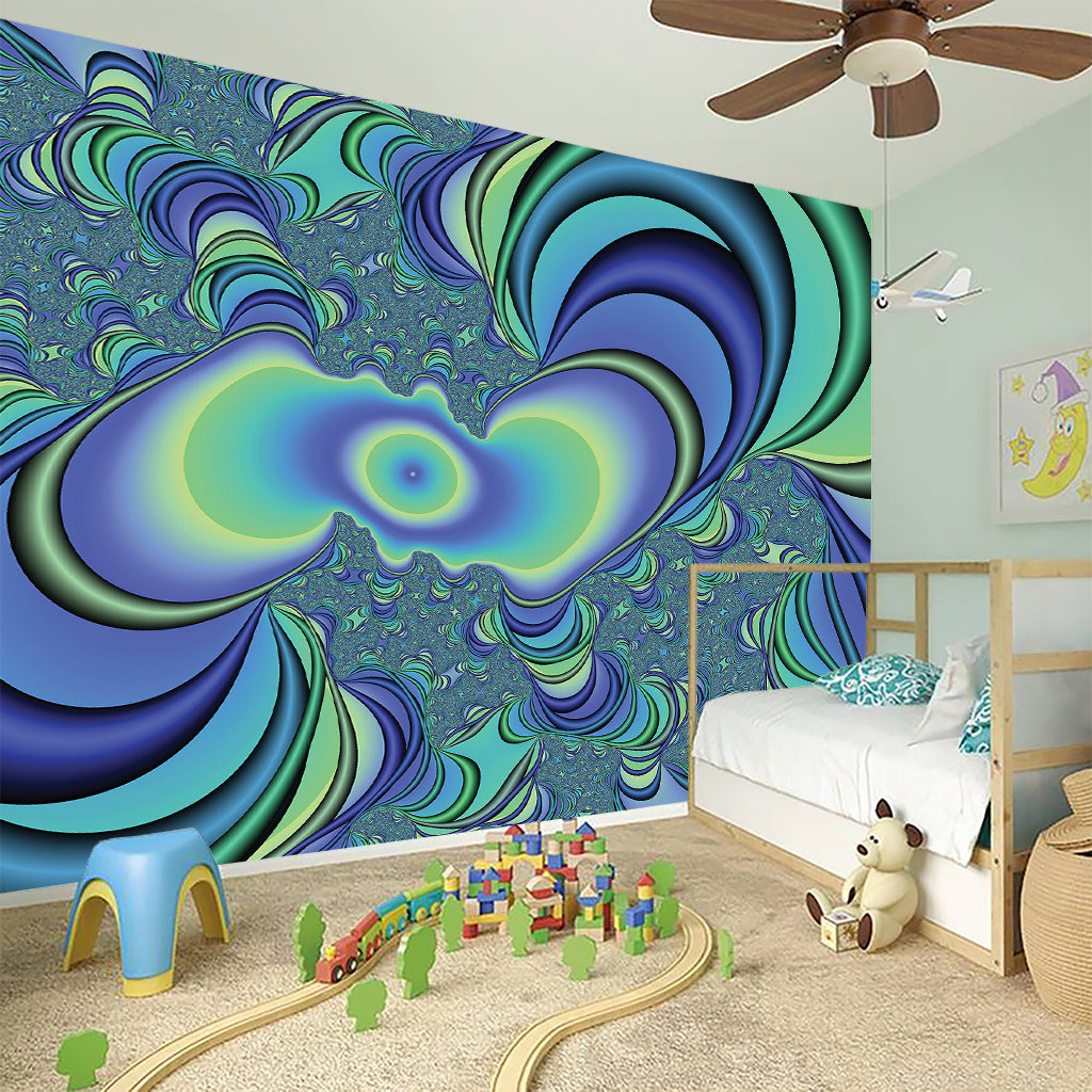 Blue Fractal Print Wall Sticker