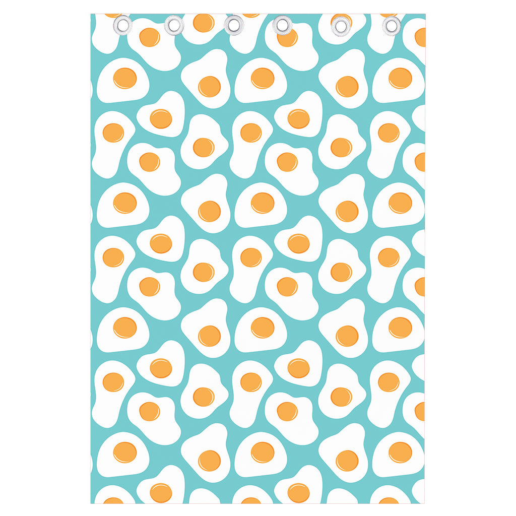 Blue Fried Eggs Pattern Print Curtain