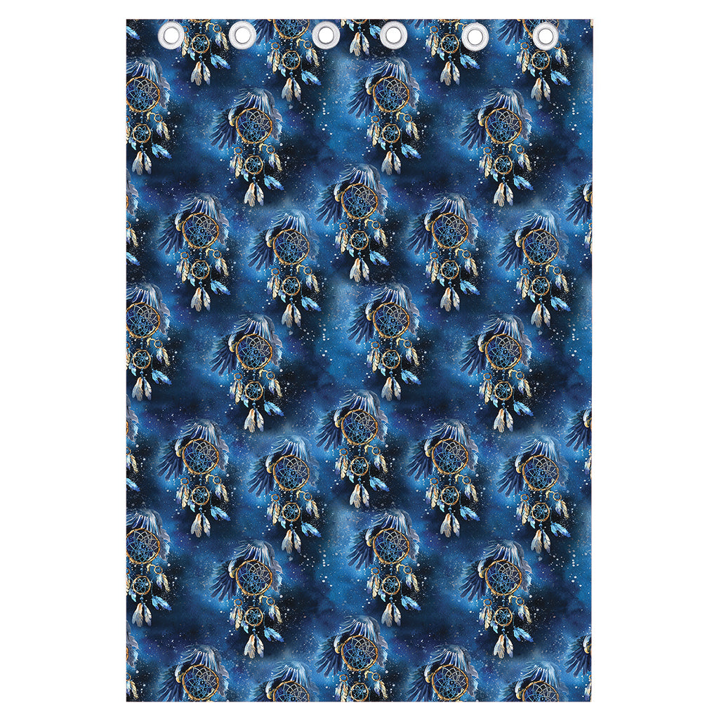 Blue Galaxy Dream Catcher Pattern Print Curtain