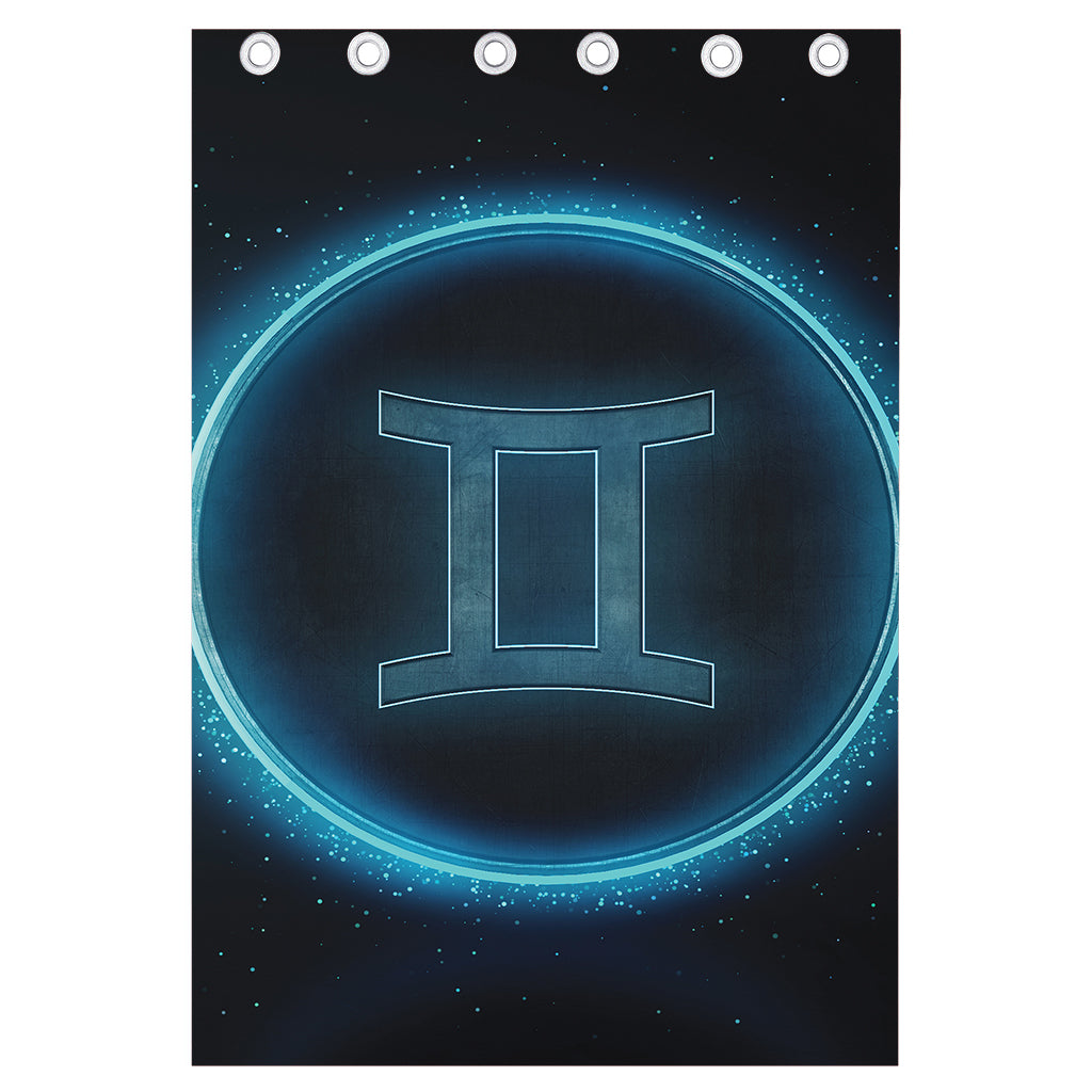 Blue Gemini Zodiac Sign Print Curtain