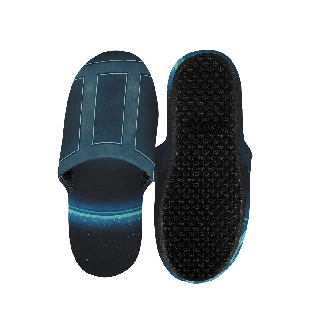 Blue Gemini Zodiac Sign Print Slippers