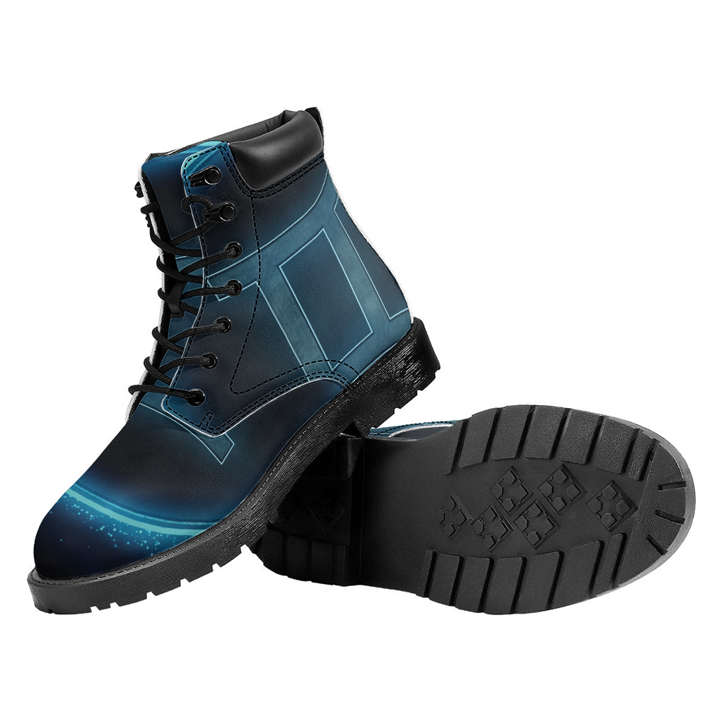 Blue Gemini Zodiac Sign Print Work Boots