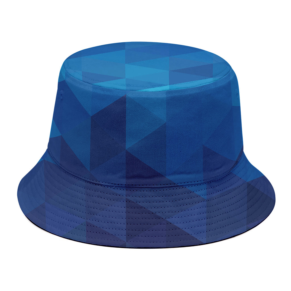 Blue Geometric Triangle Pattern Print Bucket Hat