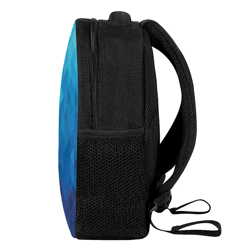 Blue Geometric Triangle Pattern Print Casual Backpack
