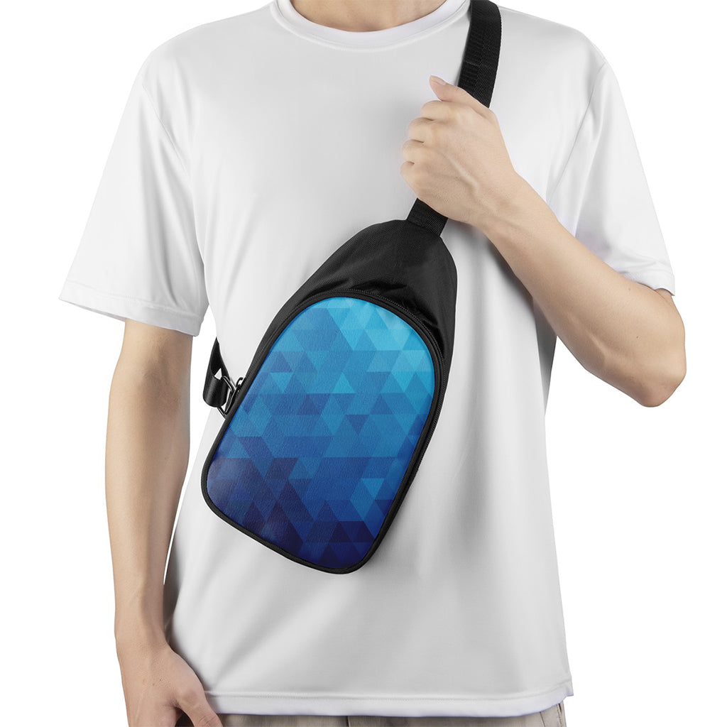 Blue Geometric Triangle Pattern Print Chest Bag