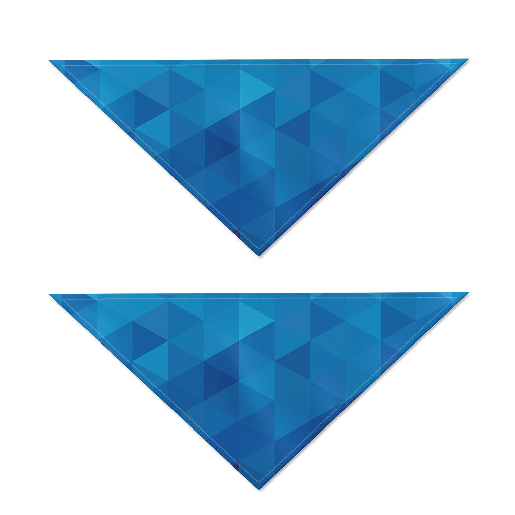 Blue Geometric Triangle Pattern Print Dog Bandana