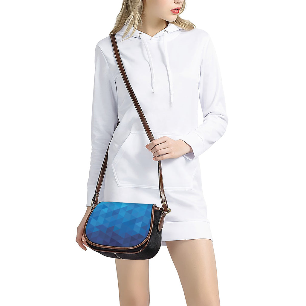 Blue Geometric Triangle Pattern Print Saddle Bag