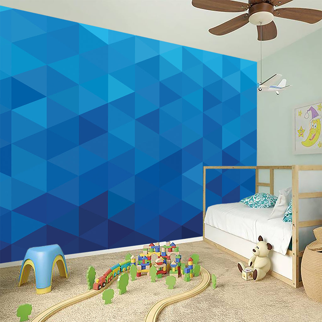 Blue Geometric Triangle Pattern Print Wall Sticker