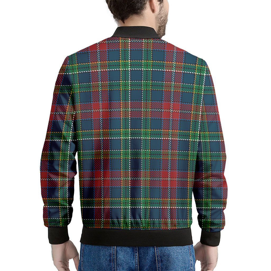 Blue Green And Red Scottish Plaid Print Men's Bomber Jacket
