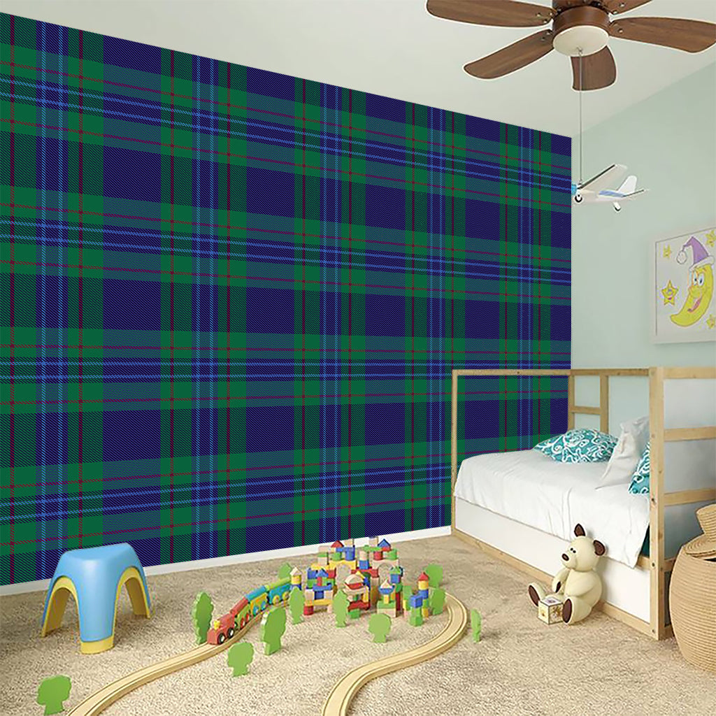 Blue Green And Red Tartan Pattern Print Wall Sticker