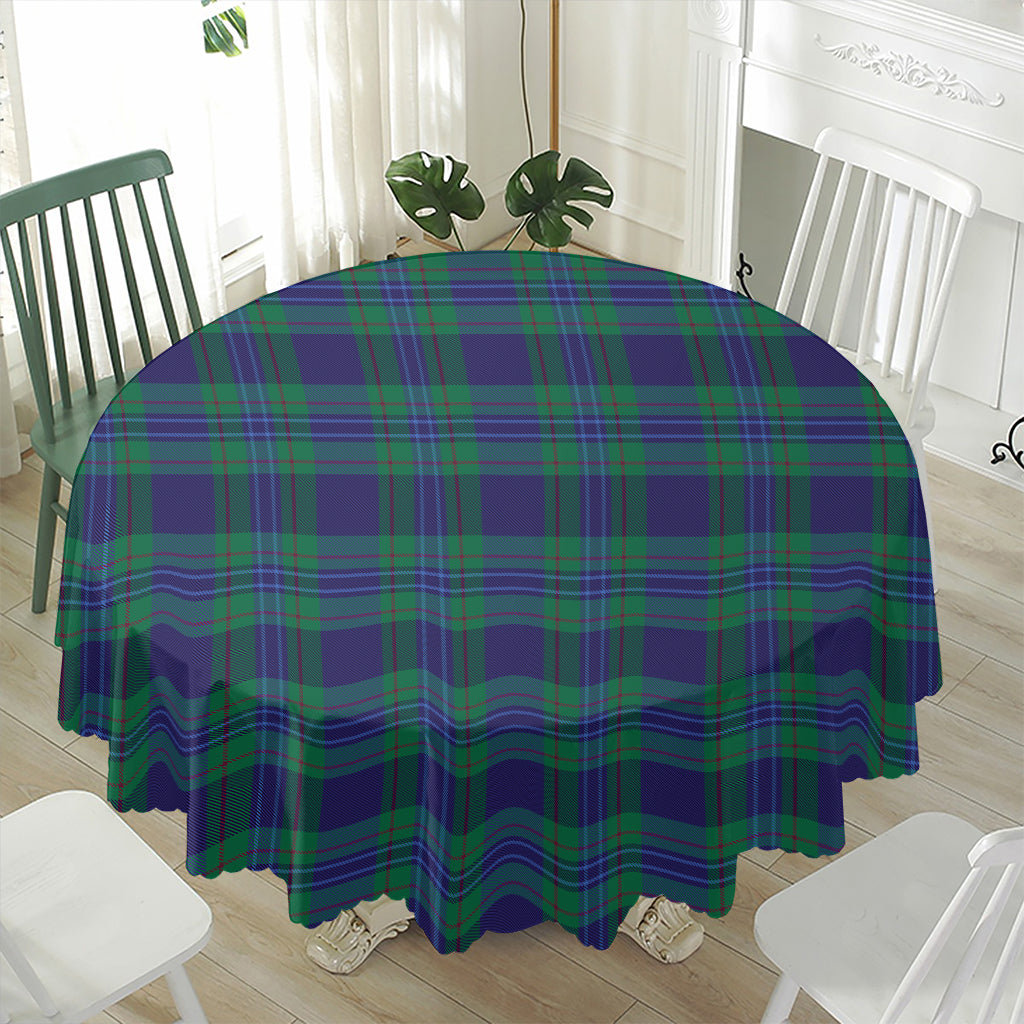 Blue Green And Red Tartan Pattern Print Waterproof Round Tablecloth