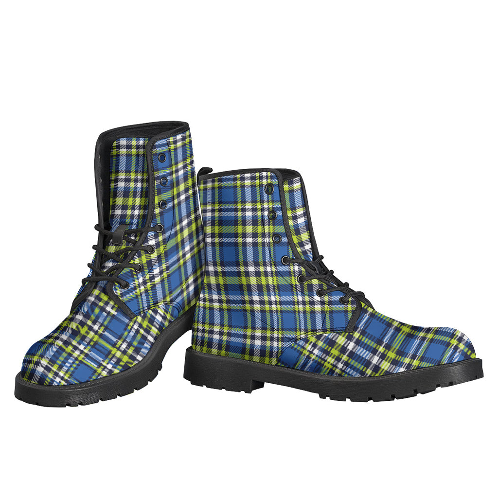 Blue Green And White Plaid Pattern Print Backpack