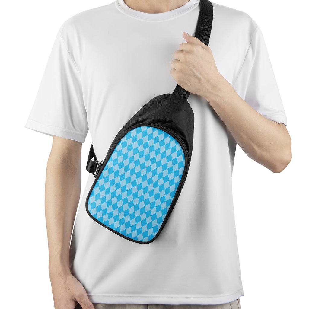 Blue Harlequin Pattern Print Chest Bag