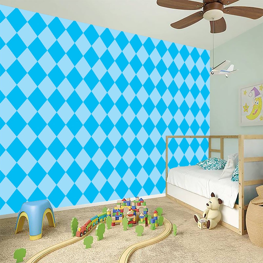 Blue Harlequin Pattern Print Wall Sticker